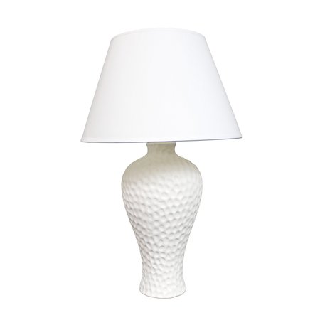 Simple Designs Textured Stucco Curvy Ceramic Table Lamp, White LT2004-WHT